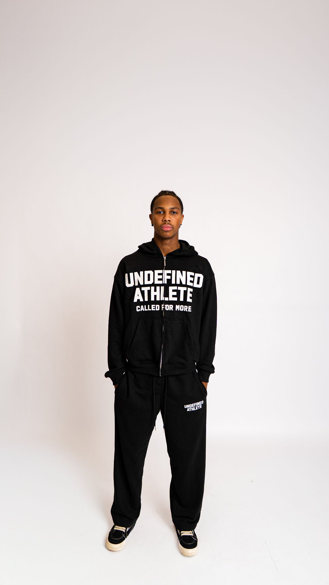 Undefined Athlete: "Called For More" Heavyweight Sweatsuit Set - Black